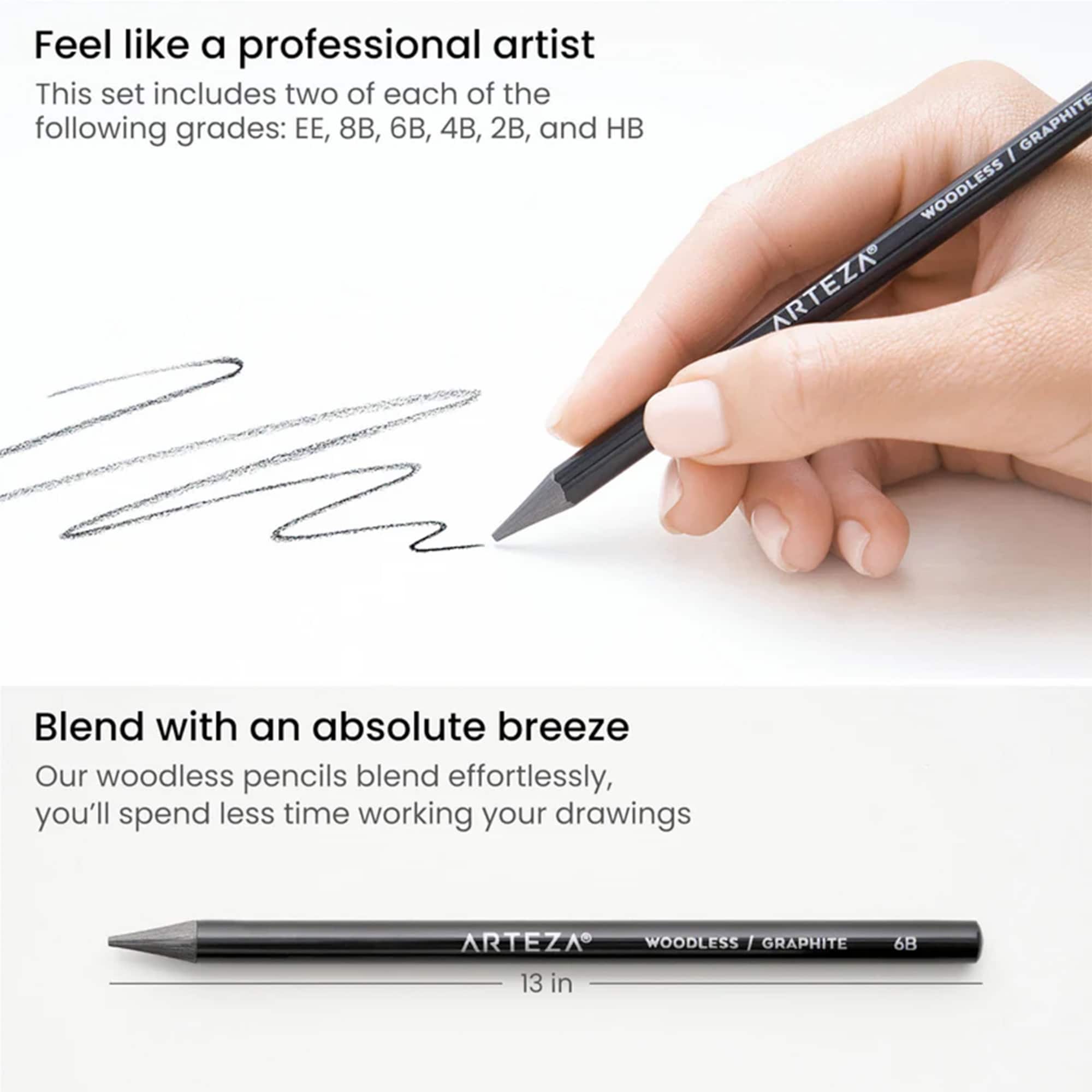 Arteza® 12 Piece Woodless Graphite Pencils